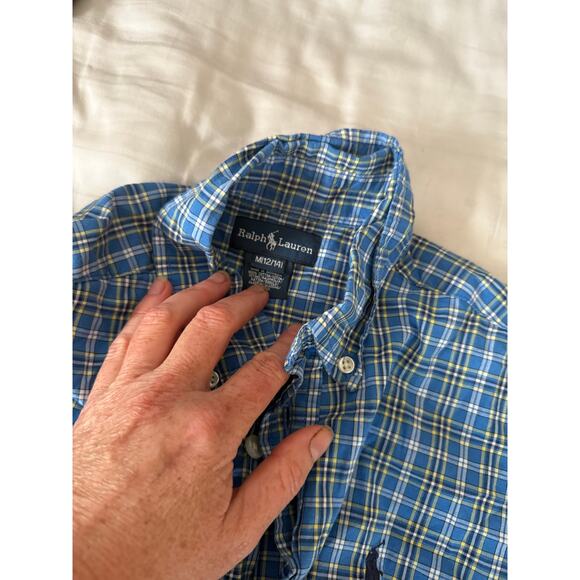 Ralph Lauren Blue Plaid Shirt size 12-14 - Picture 2 of 2
